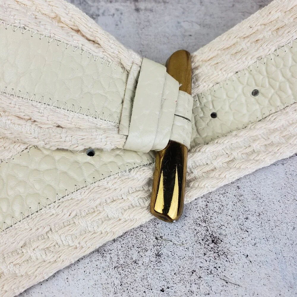 Vintage The Leather Shop Wide Belt Art-to-Wear Mixed Media Leather Avant Garde M